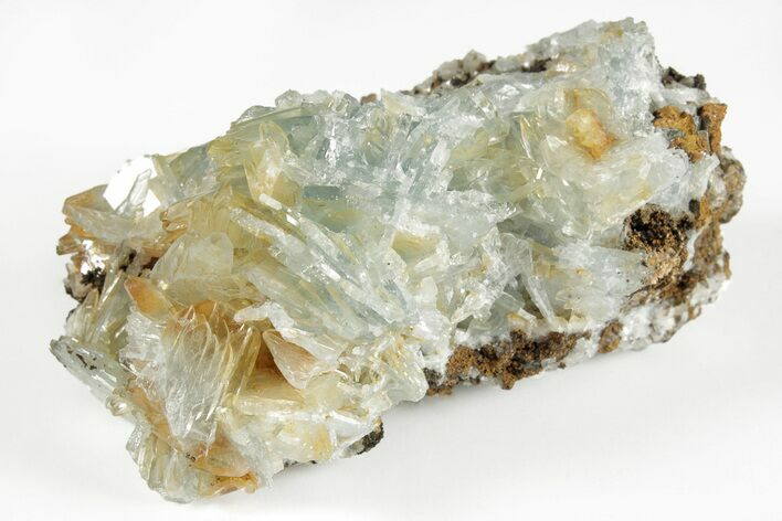 Blue Bladed Barite Crystal Clusters with Calcite - Morocco #204057